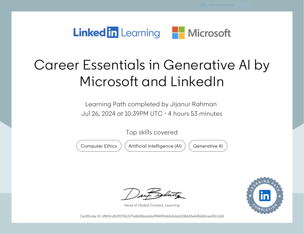 Generative AI (Artificial Intelligence) Certificate