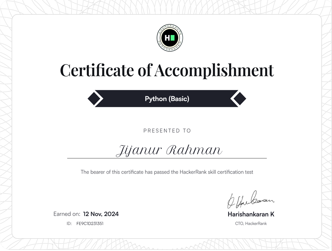 Python (Basic) Certificate
