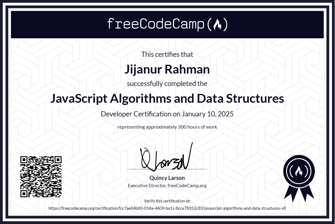 JavaScript Algorithms and Data Structures Certificate